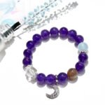 Natural Amethyst Bracelet with Moon Accents