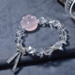 Faceted White Crystal Bracelet with Cat’s Paw and Butterfly Design