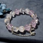 Snowflake Phantom Crystal Bracelet – Natural Rose Quartz with Butterfly Accent
