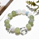Natural Xiuyu Jade “Green Tea Latte” Bracelet