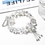 White Asai Crystal Bracelet with Butterfly Accent