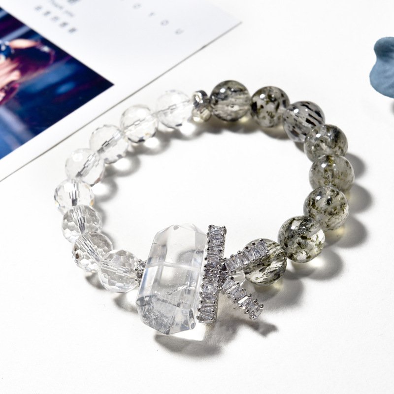 Original Black Tourmaline and White Crystal Bracelet