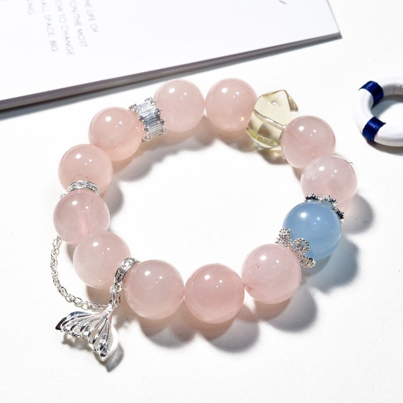 Natural Pink Quartz Fish Tail Bracelet