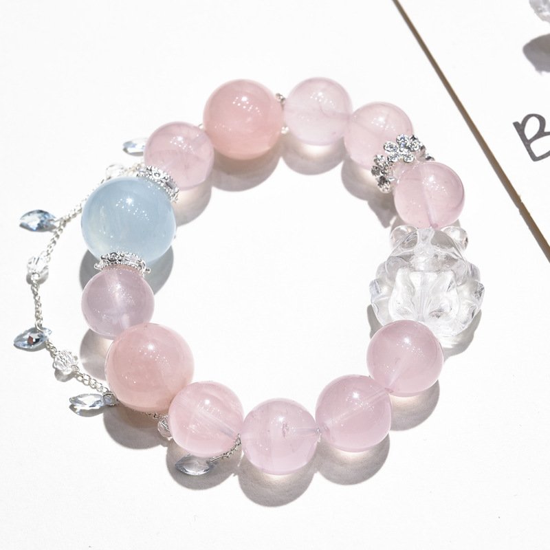 Natural Pink Quartz Nine-Tailed Fox Bracelet