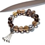 Natural Tea Quartz Bracelet with Bow Accent