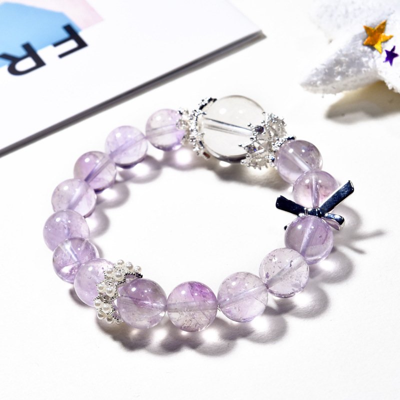 Lavender Amethyst & White Crystal Bracelet