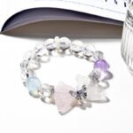 Natural White Ace Quartz and Rose Quartz Butterfly Wing Bracelet