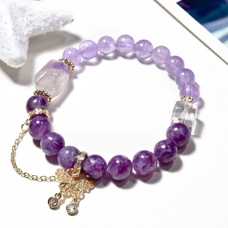 Natural Lavender Amethyst & Lepidolite Bracelet