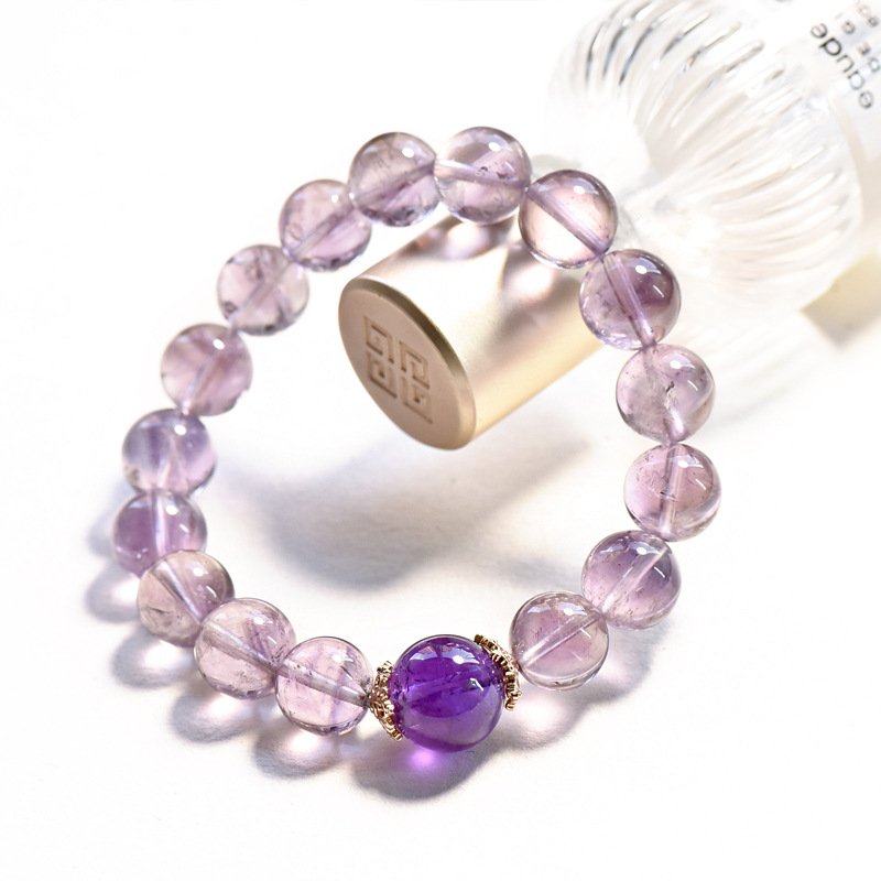Natural Amethyst & Purple Rabbit Hair Crystal Bracelet – Simple & Elegant Korean Style