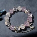Snowflake Phantom Crystal Bracelet – Natural Rose Quartz with Butterfly Accent