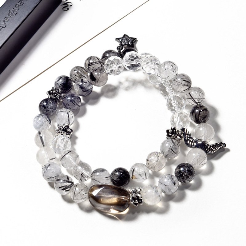 Multi-Wrap Black Rutilated Quartz Bracelet – Unique & Stylish