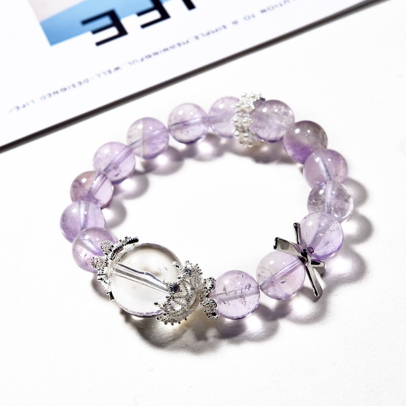 Lavender Amethyst & White Crystal Bracelet