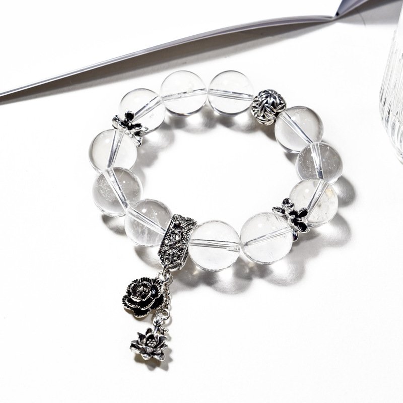 Natural White Quartz Beaded Bracelet