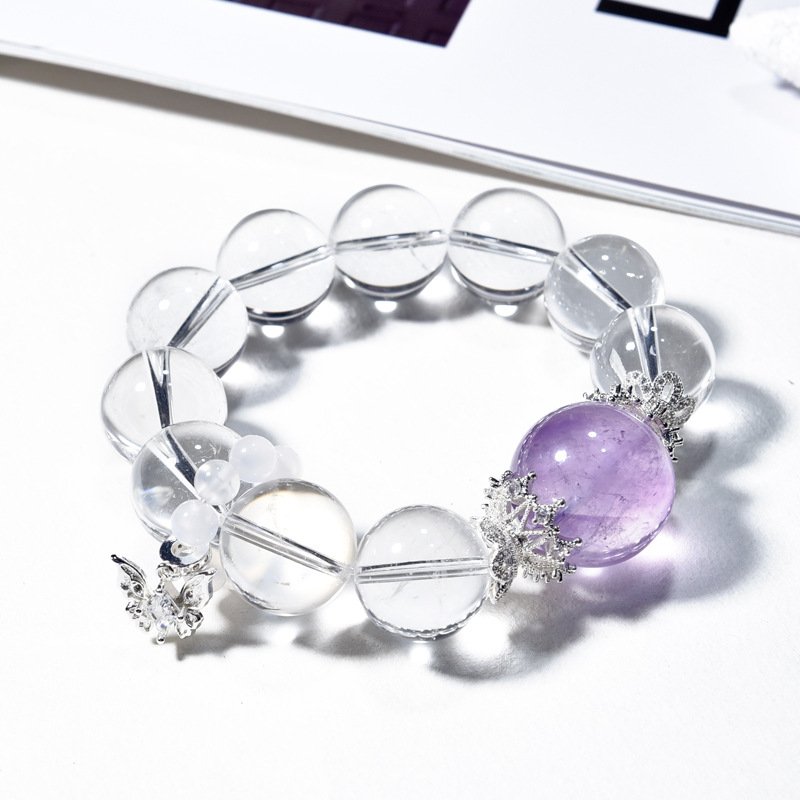Natural White Quartz & Amethyst Bracelet