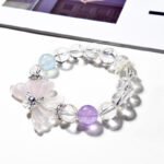 Natural White Ace Quartz and Rose Quartz Butterfly Wing Bracelet