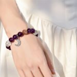 Natural Amethyst Bracelet with Moon Accents