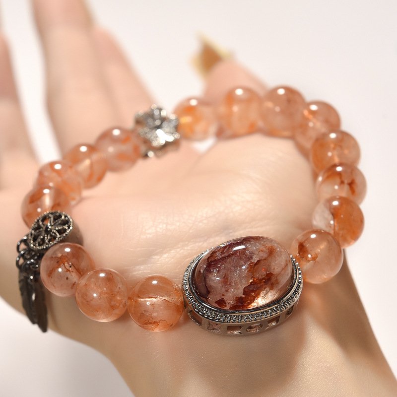 Egg-Shape Design Red Gel Flower Bracelet