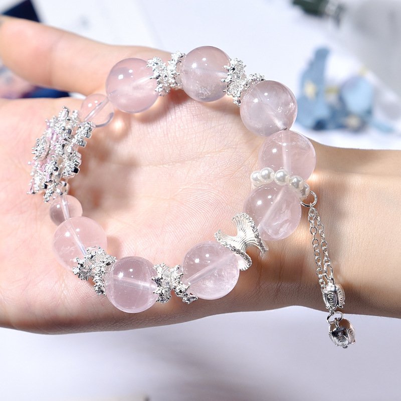 Natural Rose Quartz Bracelet – Fashion Snowflake Design for Attracting Love