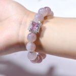 Natural Purple Madagascar Rose Quartz Bracelet with Micro Paving – Elegant and Unique