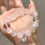 Starlight Pink Quartz Bracelet – Butterfly Charm Design
