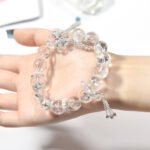 White Asai Crystal Bracelet with Butterfly Accent