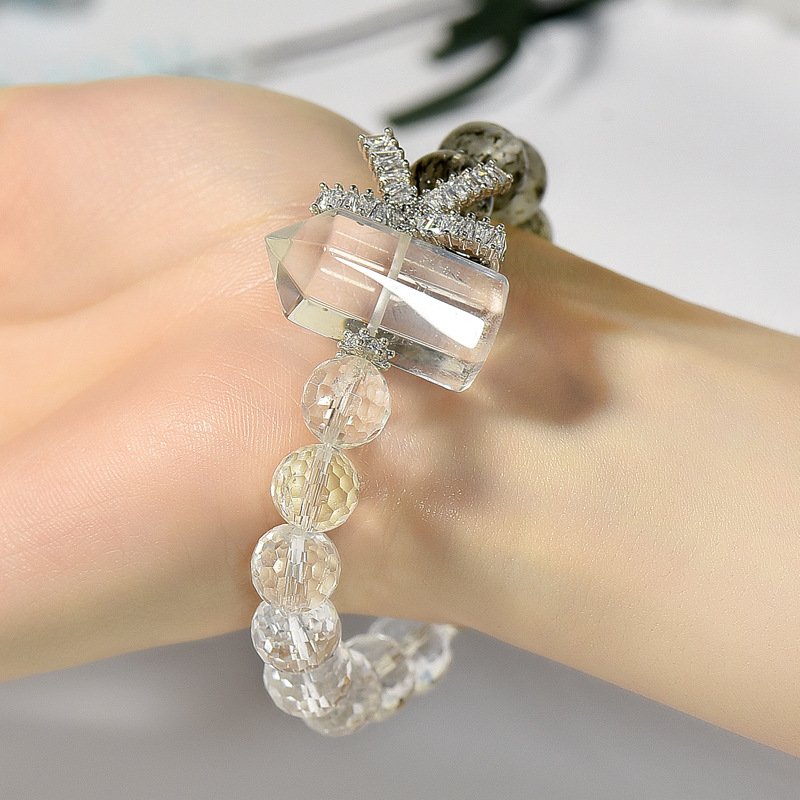 Original Black Tourmaline and White Crystal Bracelet