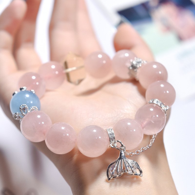 Natural Pink Quartz Fish Tail Bracelet