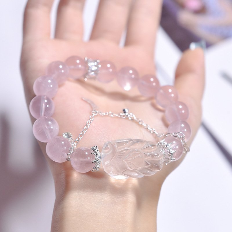Natural Pink Quartz Nine-Tailed Fox Bracelet