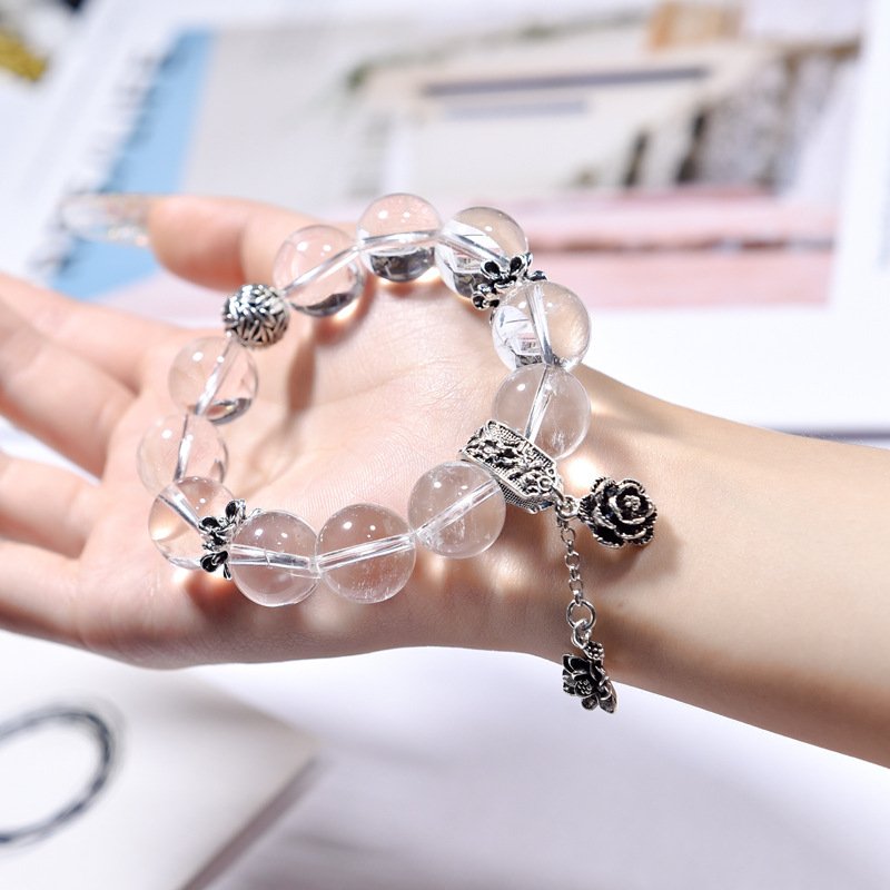 Natural White Quartz Beaded Bracelet