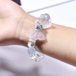 Natural White Ace Quartz and Rose Quartz Butterfly Wing Bracelet