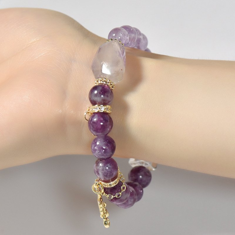 Natural Lavender Amethyst & Lepidolite Bracelet
