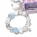 Natural White Aasai Crystal Bracelet with Aquamarine Stars and Moon