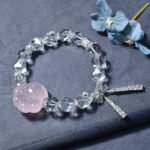 Faceted White Crystal Bracelet with Cat’s Paw and Butterfly Design