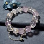 Snowflake Phantom Crystal Bracelet – Natural Rose Quartz with Butterfly Accent