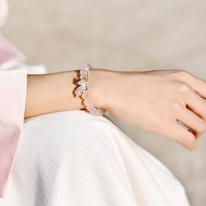 Natural Pink Quartz Bracelet – Minimalist Design