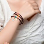 Triple Strand Garnet Crystal Bracelet with Rose Quartz