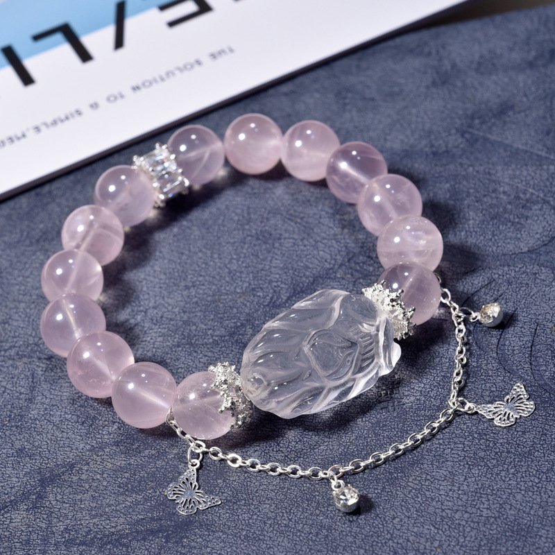 Natural Pink Quartz Nine-Tailed Fox Bracelet