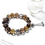 Natural Tea Quartz Bracelet with Bow Accent