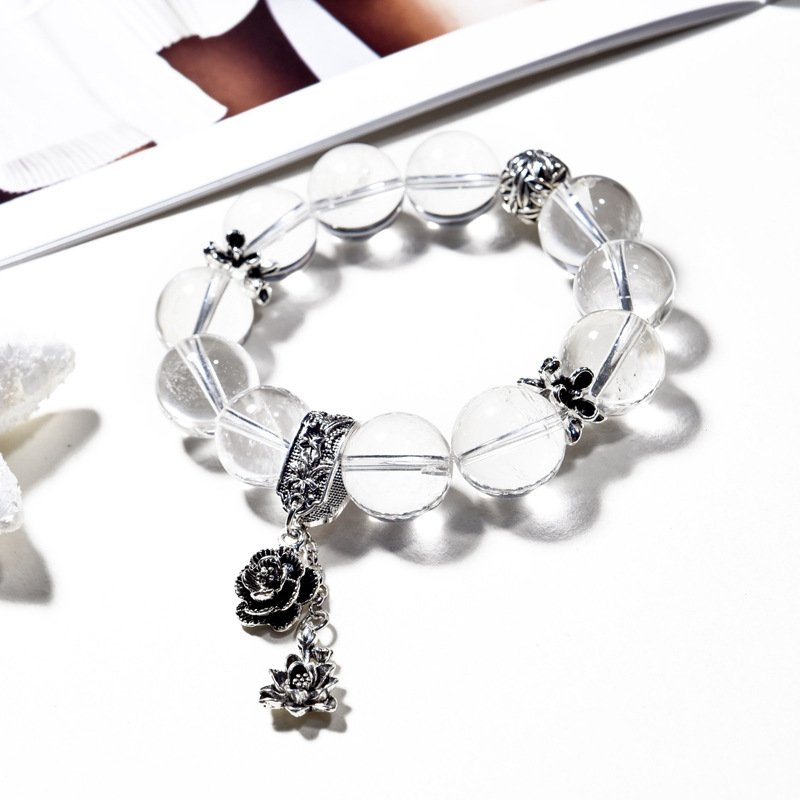 Natural White Quartz Beaded Bracelet