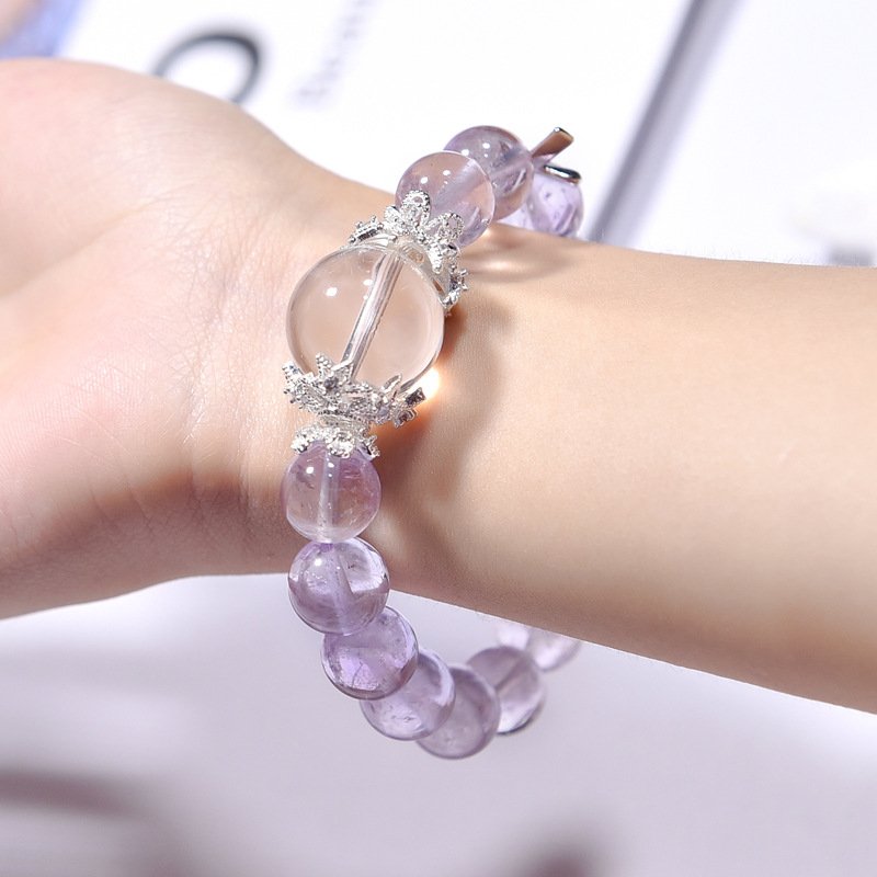 Lavender Amethyst & White Crystal Bracelet