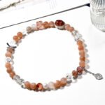 Sunstone Bracelet with Orange Moonstone and Flower Charm
