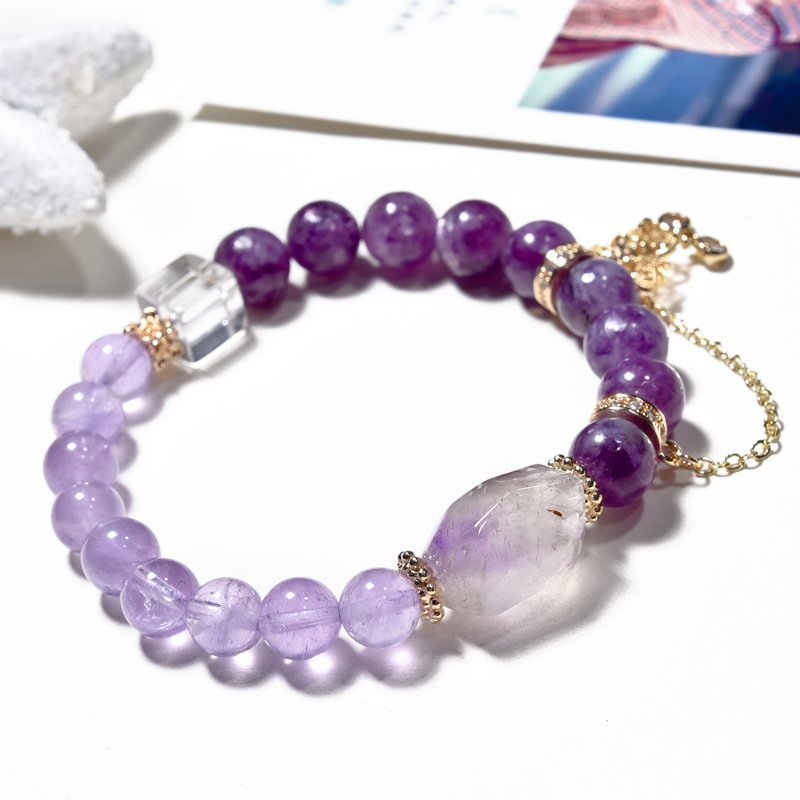 Natural Lavender Amethyst & Lepidolite Bracelet