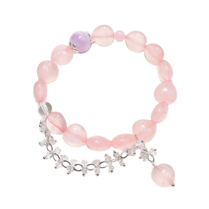 Natural Rose Quartz Heart Bracelet