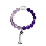 Natural Purple Amethyst Bracelet with White Crystal and Purple Assay