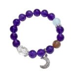 Natural Amethyst Bracelet with Moon Accents