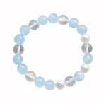 Aquamarine Bead Bracelet – Natural White Quartz and Pearl, Simple and Fresh Design