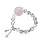 Faceted White Crystal Bracelet with Cat’s Paw and Butterfly Design