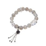 Gray Moonstone & White Crystal Bracelet with Tassels