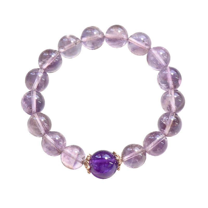 Natural Amethyst & Purple Rabbit Hair Crystal Bracelet – Simple & Elegant Korean Style