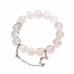 Snowflake Phantom Crystal Bracelet – Natural Rose Quartz with Butterfly Accent